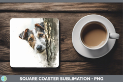 GorgeousDogs 01 Tree Peek Square Coaster design.