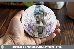 GorgeousDogs 01 Winter Knit Hat Round Coaster design.