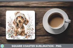 GorgeousDogs 01 Winter Knit Hat Square Coaster design.