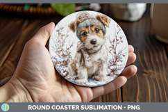 GorgeousDogs 01 Winter Knit Hat Round Coaster design.