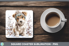 GorgeousDogs 01 Winter Knit Hat Square Coaster design.