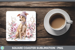 GorgeousDogs 01 Winter Knit Hat Square Coaster design.