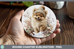 GorgeousDogs 01 Winter Knit Hat Round Coaster design.