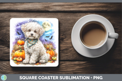 GorgeousDogs 02 Bandana Halloween Square Coaster design.