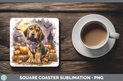 GorgeousDogs 02 Bandana Halloween Square Coaster design.