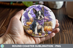GorgeousDogs 02 Bandana Halloween Round Coaster design.