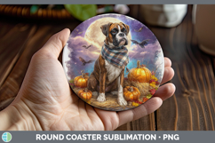 GorgeousDogs 02 Bandana Halloween Round Coaster design.