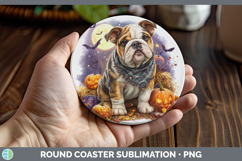 GorgeousDogs 02 Bandana Halloween Round Coaster design.