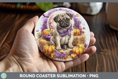 GorgeousDogs 02 Bandana Halloween Round Coaster design.