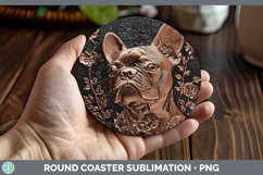GorgeousDogs 02 Copper Relief Round Coaster design.