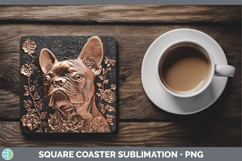 GorgeousDogs 02 Copper Relief Square Coaster design.