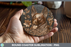 GorgeousDogs 02 Copper Relief Round Coaster design.