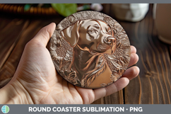 GorgeousDogs 02 Copper Relief Round Coaster design.
