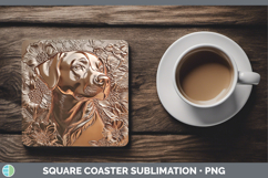 GorgeousDogs 02 Copper Relief Square Coaster design.