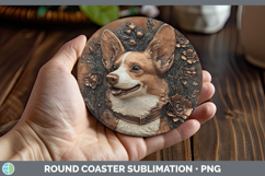 GorgeousDogs 02 Copper Relief Round Coaster design.