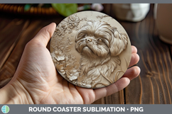 GorgeousDogs 02 Copper Relief Round Coaster design.