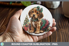 GorgeousDogs 02 Cute Christmas Round Coaster design.