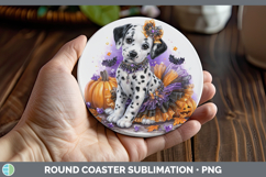 GorgeousDogs 02 Halloween Round Coaster design.