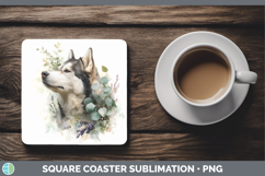 GorgeousDogs 02 Lavender and Eucalyptus Square Coaster design.
