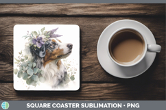 GorgeousDogs 02 Lavender and Eucalyptus Square Coaster design.