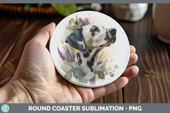 GorgeousDogs 02 Lavender and Eucalyptus Round Coaster design.