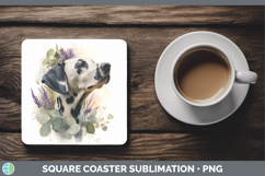 GorgeousDogs 02 Lavender and Eucalyptus Square Coaster design.