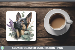 GorgeousDogs 02 Lavender and Eucalyptus Square Coaster design.