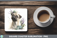 GorgeousDogs 02 Lavender and Eucalyptus Square Coaster design.