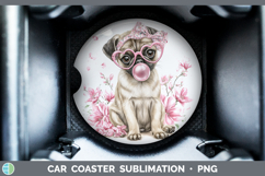 GorgeousDogs 02 Pink Bubble Gum Car Coaster design.
