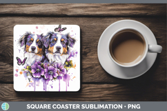 GorgeousDogs 02 Purple Drips Square Coaster design.