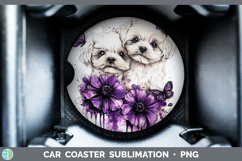 GorgeousDogs 02 Purple Drips Car Coaster design.