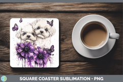 GorgeousDogs 02 Purple Drips Square Coaster design.