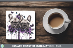 GorgeousDogs 02 Purple Drips Square Coaster design.