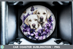 GorgeousDogs 02 Purple Drips Car Coaster design.