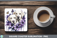 GorgeousDogs 02 Purple Drips Square Coaster design.