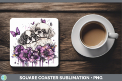 GorgeousDogs 02 Purple Drips Square Coaster design.
