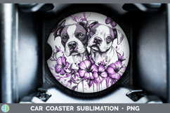 GorgeousDogs 02 Purple Drips Car Coaster design.