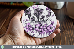GorgeousDogs 02 Purple Drips Round Coaster design.
