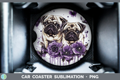 GorgeousDogs 02 Purple Drips Car Coaster design.