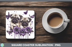 GorgeousDogs 02 Purple Drips Square Coaster design.