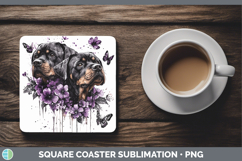GorgeousDogs 02 Purple Drips Square Coaster design.