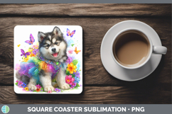 GorgeousDogs 02 Rainbow Summer Square Coaster design.