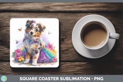 GorgeousDogs 02 Rainbow Summer Square Coaster design.