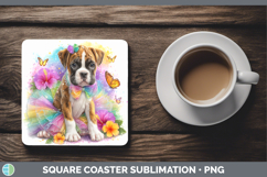 GorgeousDogs 02 Rainbow Summer Square Coaster design.