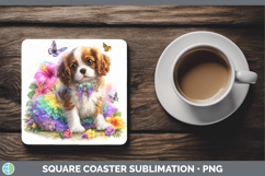 GorgeousDogs 02 Rainbow Summer Square Coaster design.