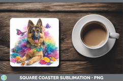 GorgeousDogs 02 Rainbow Summer Square Coaster design.