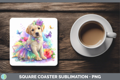 GorgeousDogs 02 Rainbow Summer Square Coaster design.