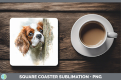 GorgeousDogs 02 Tree Peek Square Coaster design.