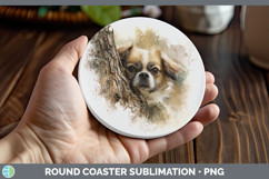 GorgeousDogs 02 Tree Peek Round Coaster design.
