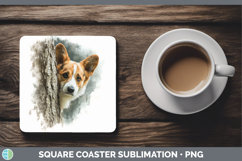GorgeousDogs 02 Tree Peek Square Coaster design.